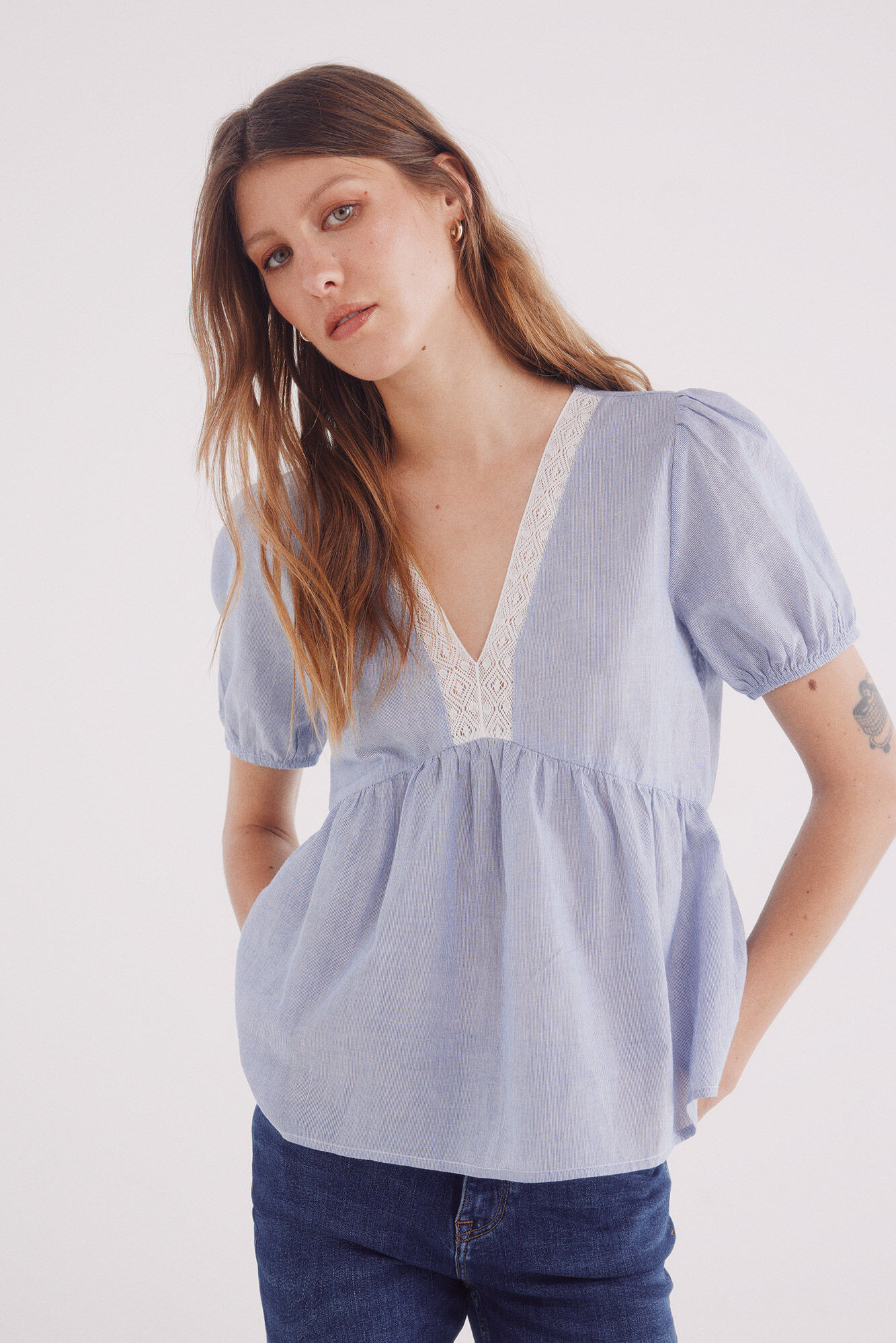 Springfield Blusa escote lace