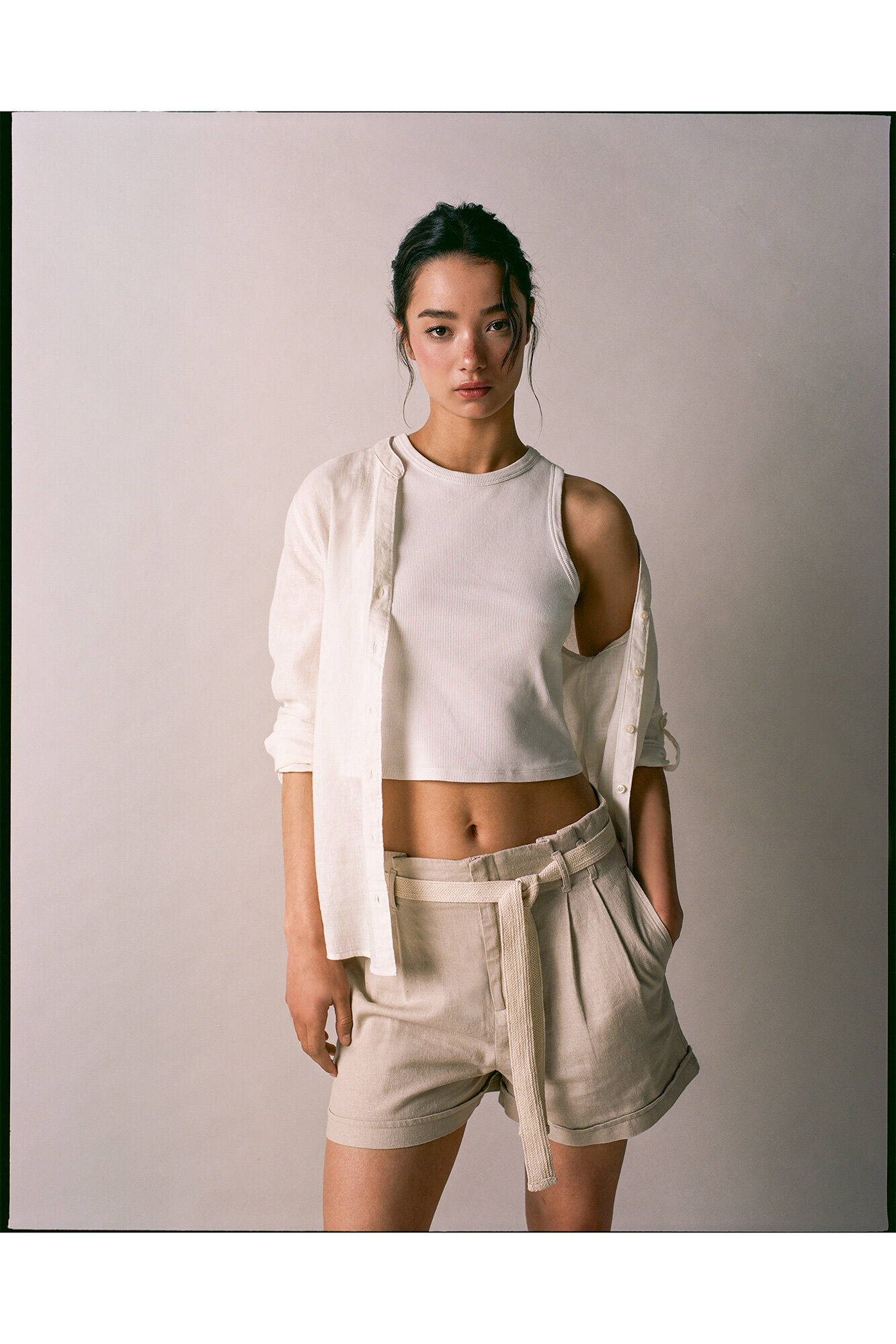 Springfield Blusa cuello mao algod&oacute;n lino