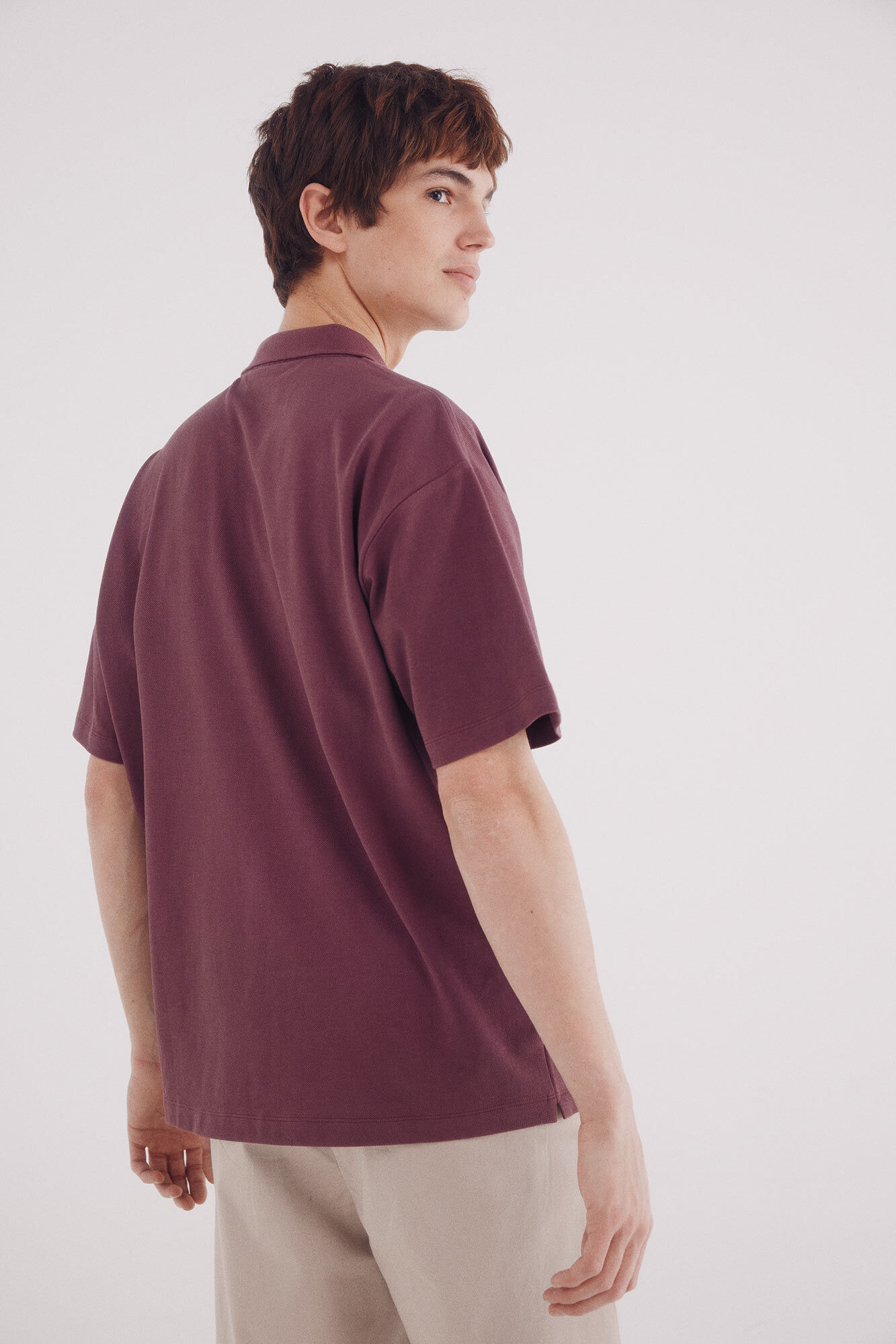 Springfield Polo piqu&eacute; boxy fit p&uacute;rpura