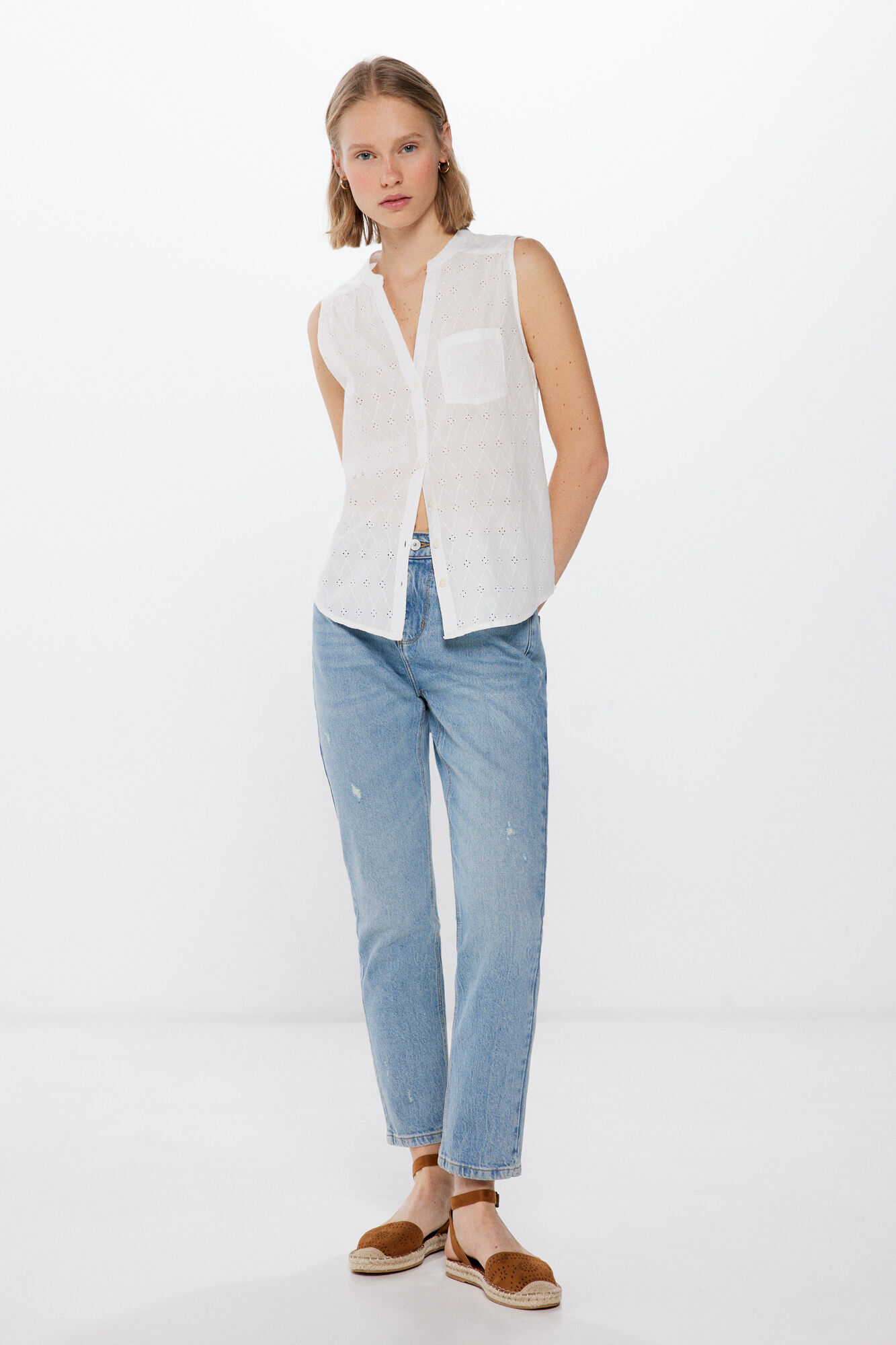 Springfield Blusa Bordados Shiffly natural