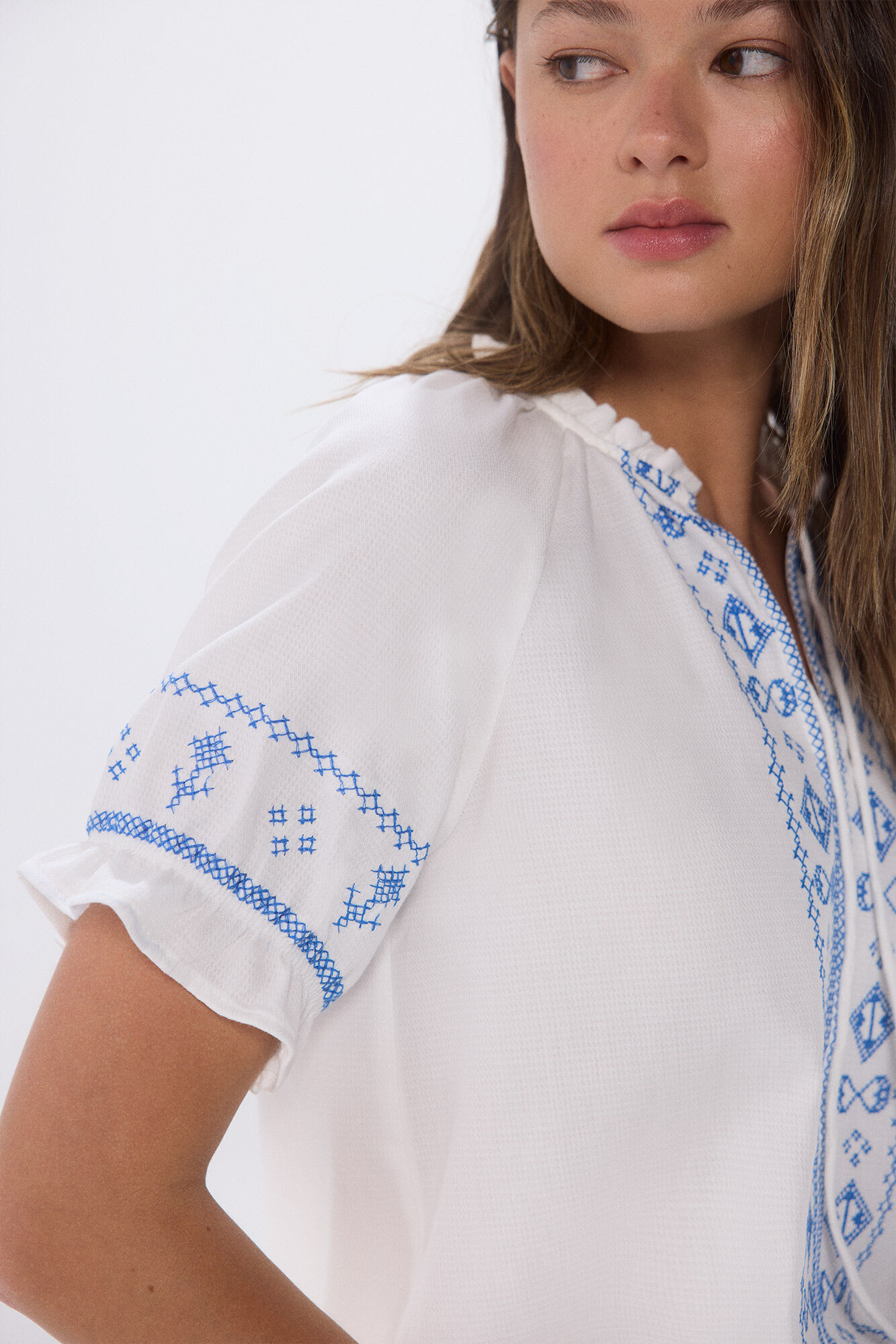 Springfield Blusa bordados &eacute;tnicos azules
