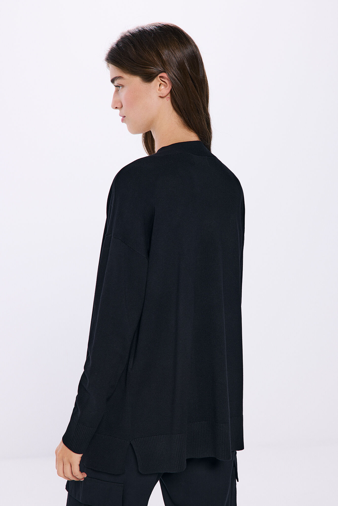 Springfield Cardigan liso abierto negro