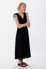 Springfield Vestido midi botones estructura crochet negro