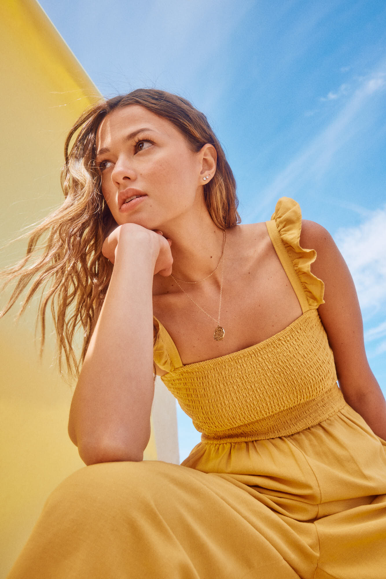 Springfield Jumpsuit tirantes volantes lino