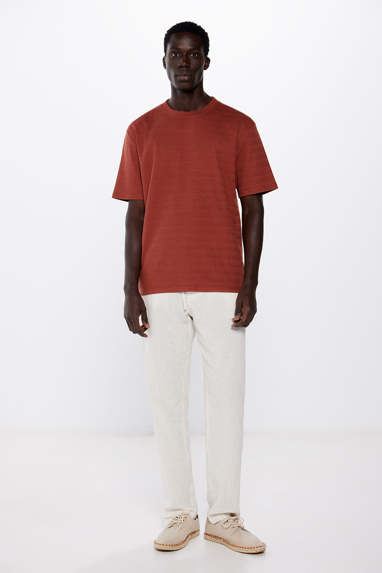 Springfield Playera estructura rayada nude