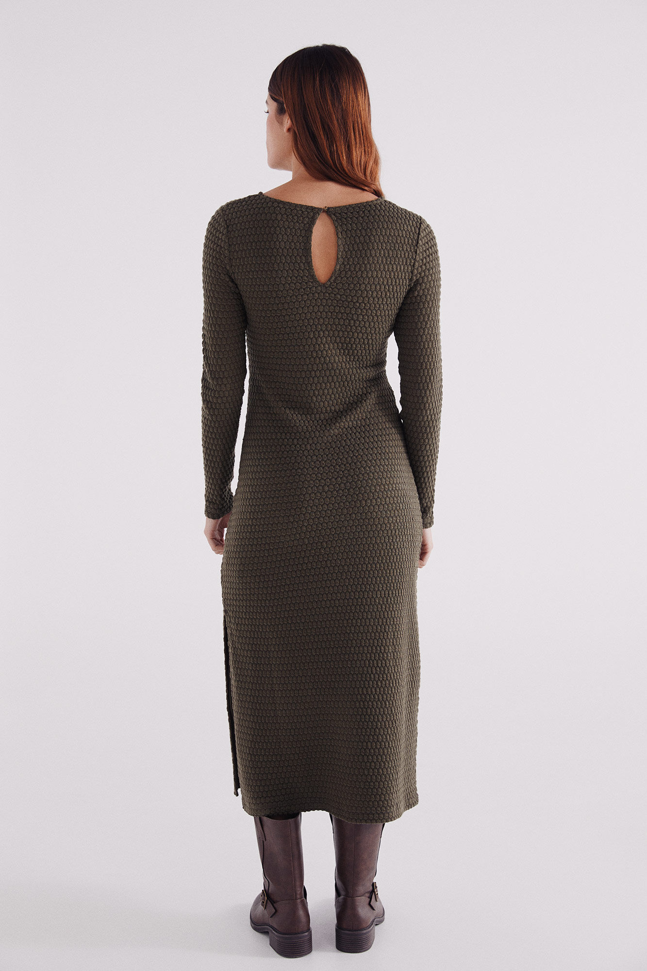 Springfield Vestido midi estructura khaki