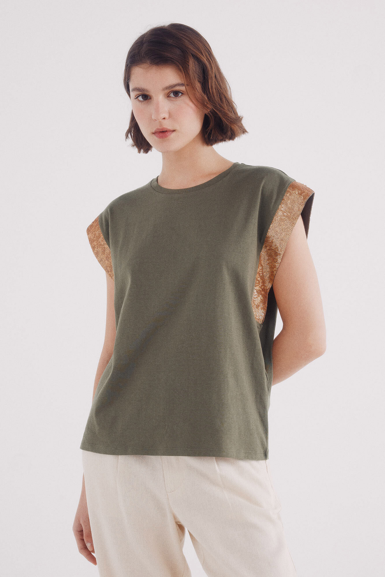 Springfield Playera manga ca&iacute;da lentejuelas