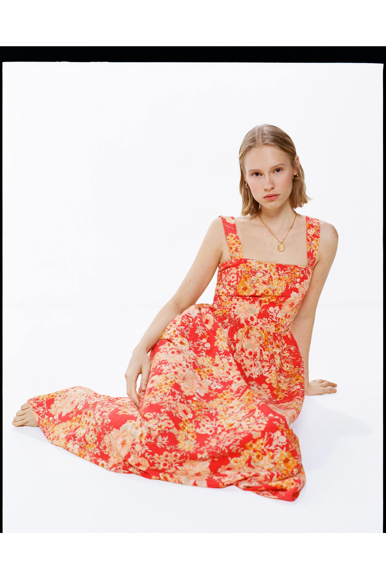 Springfield Vestido midi tirantes cruce espalda rojo