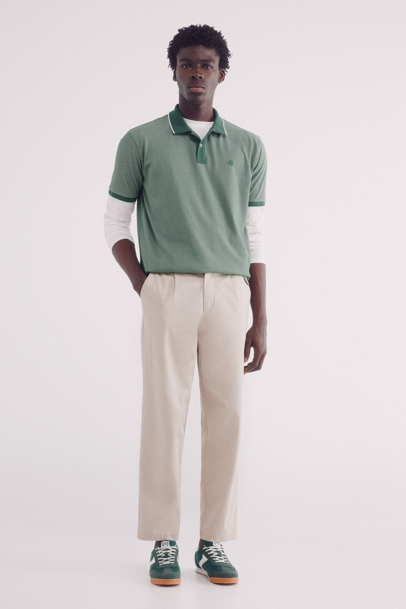 Springfield Polo oxford cuello contraste regular fit verde