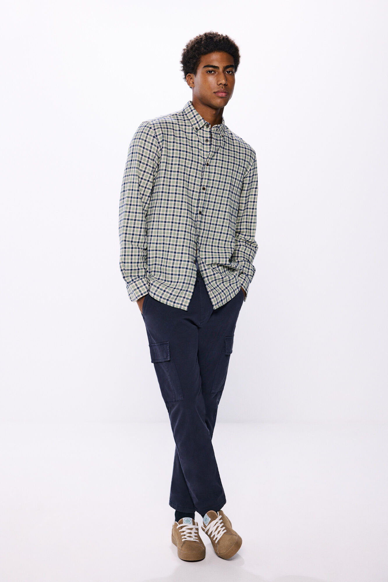 Springfield Camisa franela cuadros blanco