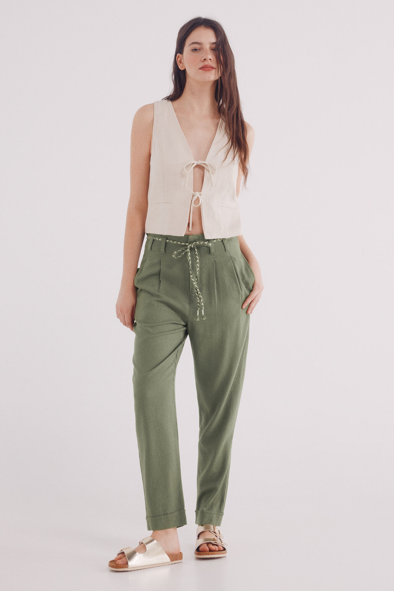 Springfield Pantal&oacute;n pinzas lino