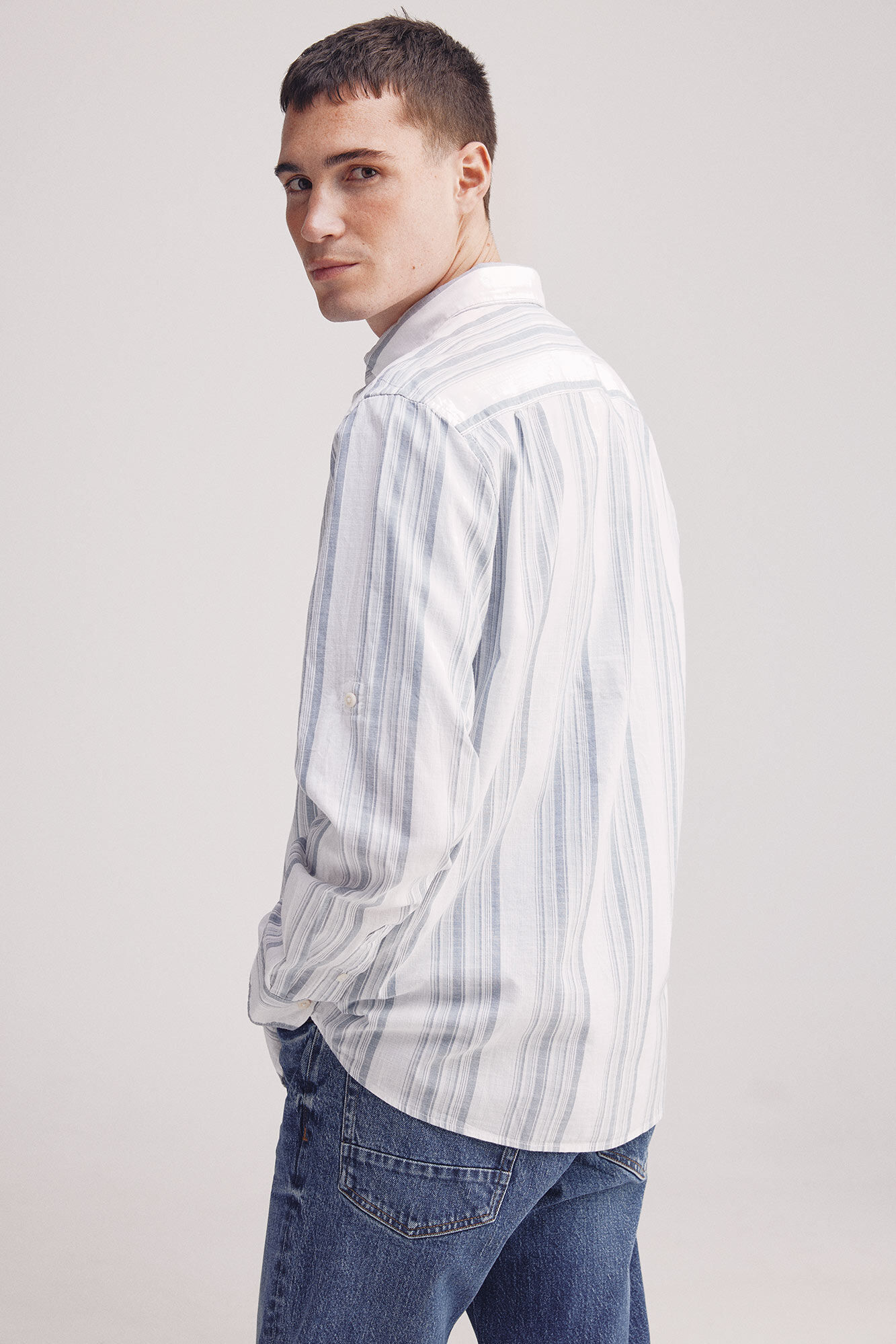 Springfield Camisa rayas algod&oacute;n slub