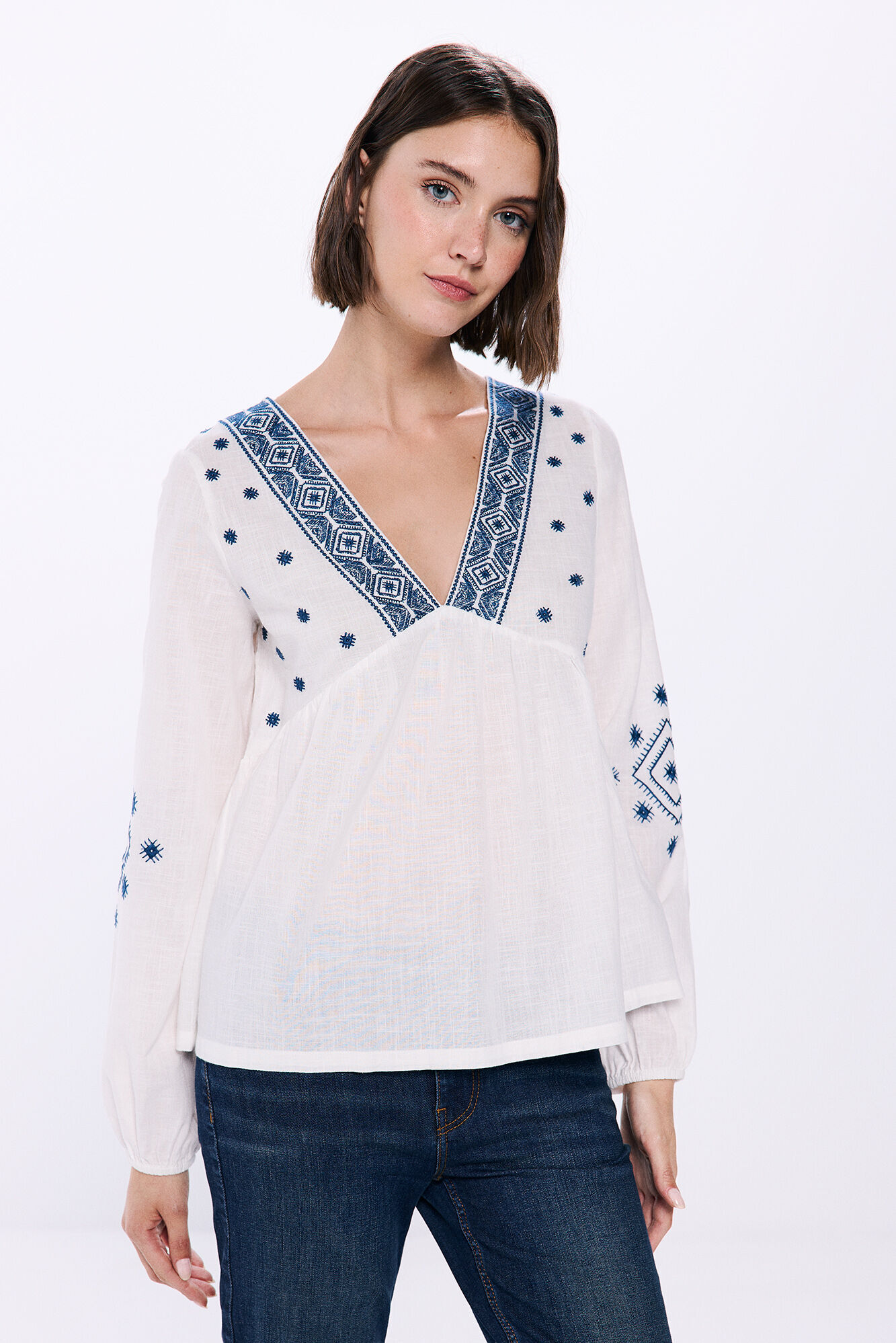 Springfield Blusa bordados  natural