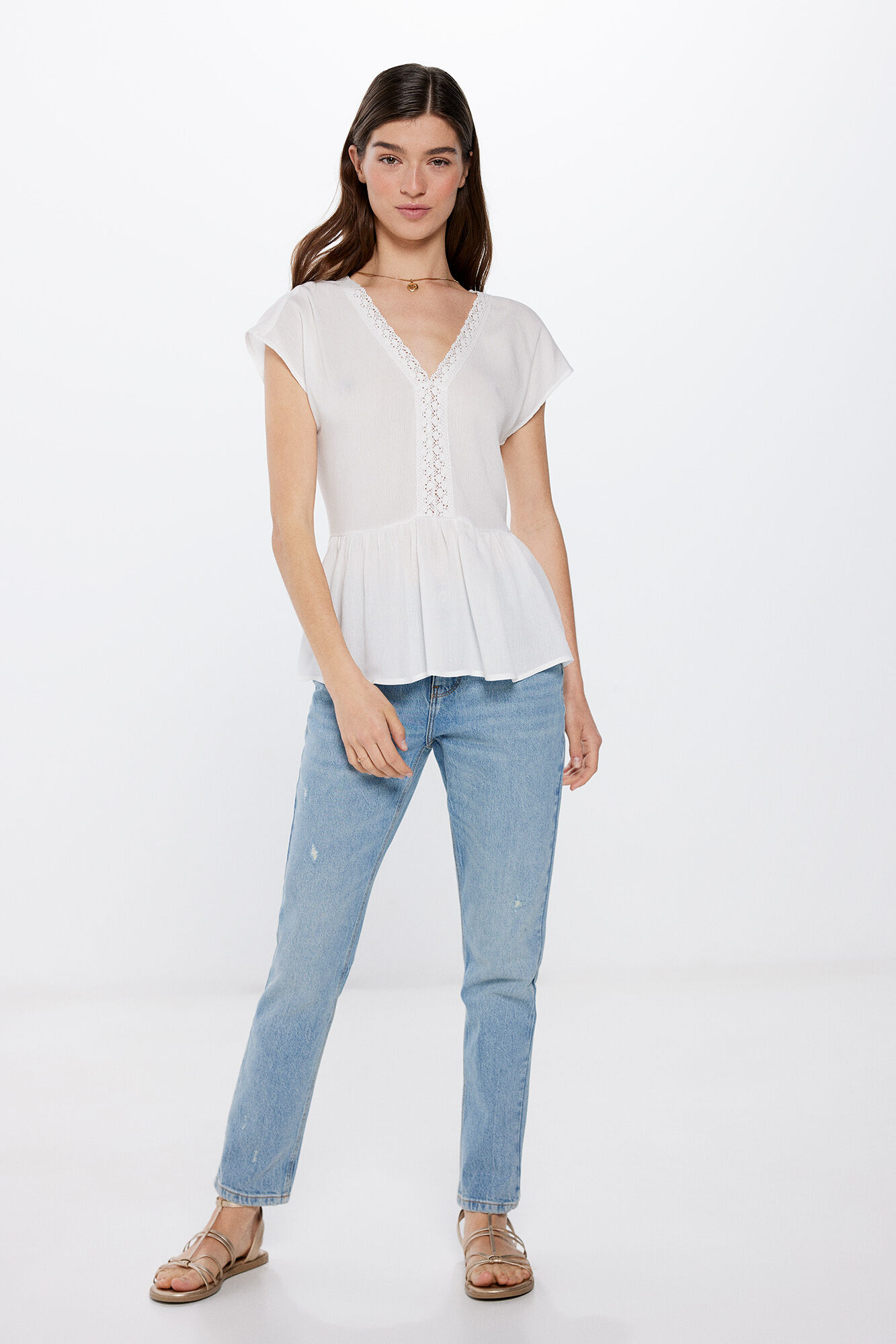 Springfield Blusa Bambula Lace Escote