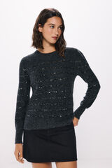 Springfield Su&eacute;ter rayas lentejuelas gris