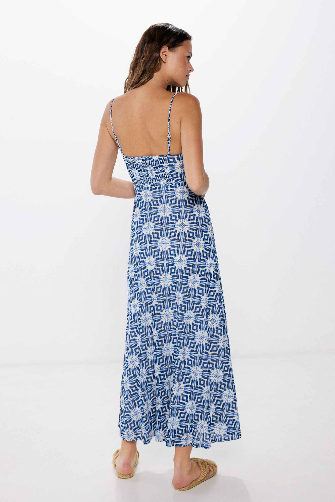 Springfield Vestido midi estampado geom&eacute;trico marino