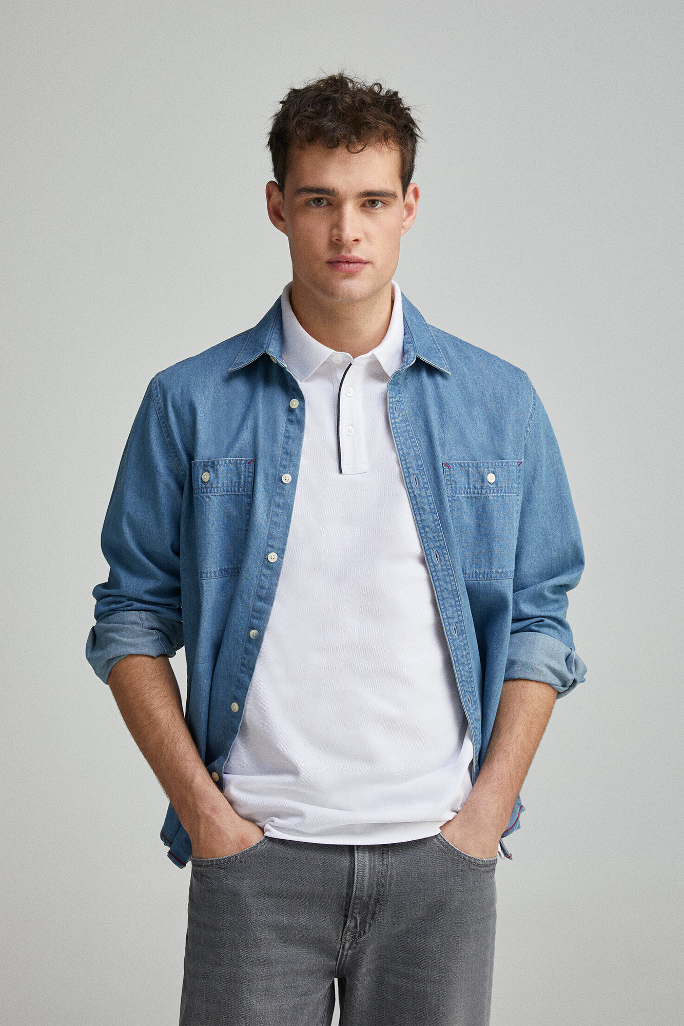 Springfield Polo piqu&eacute; contraste tapeta slim fit natural