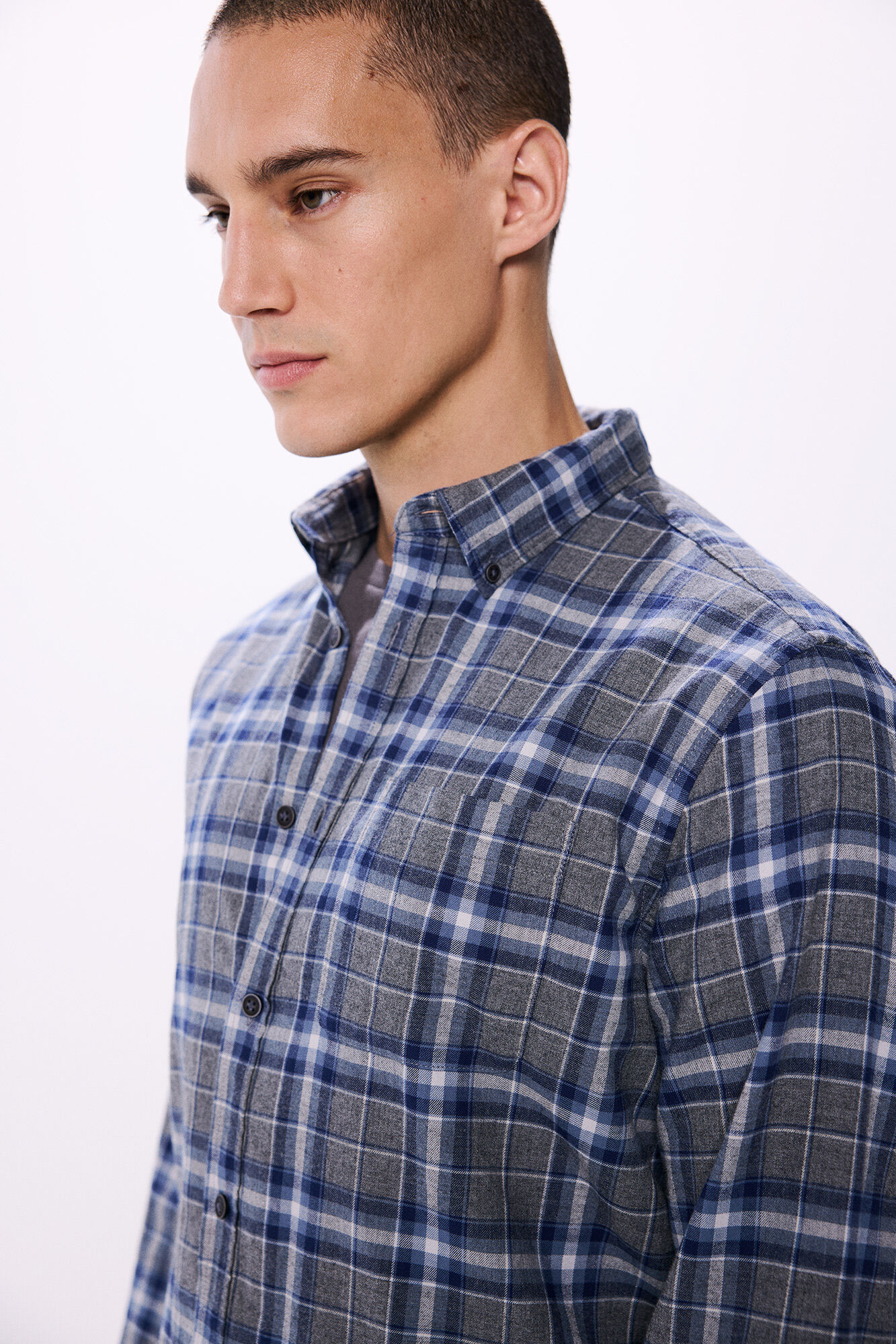 Springfield Camisa cuadros melange azul
