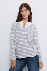 Springfield Playera de cuello combinado gris