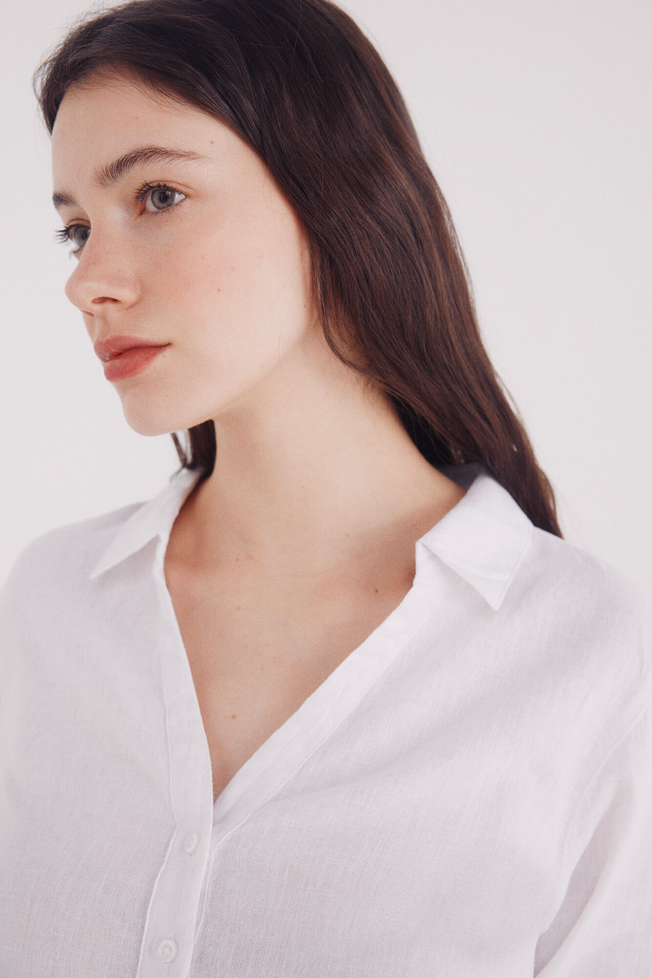 Springfield Blusa polera algod&oacute;n lino natural
