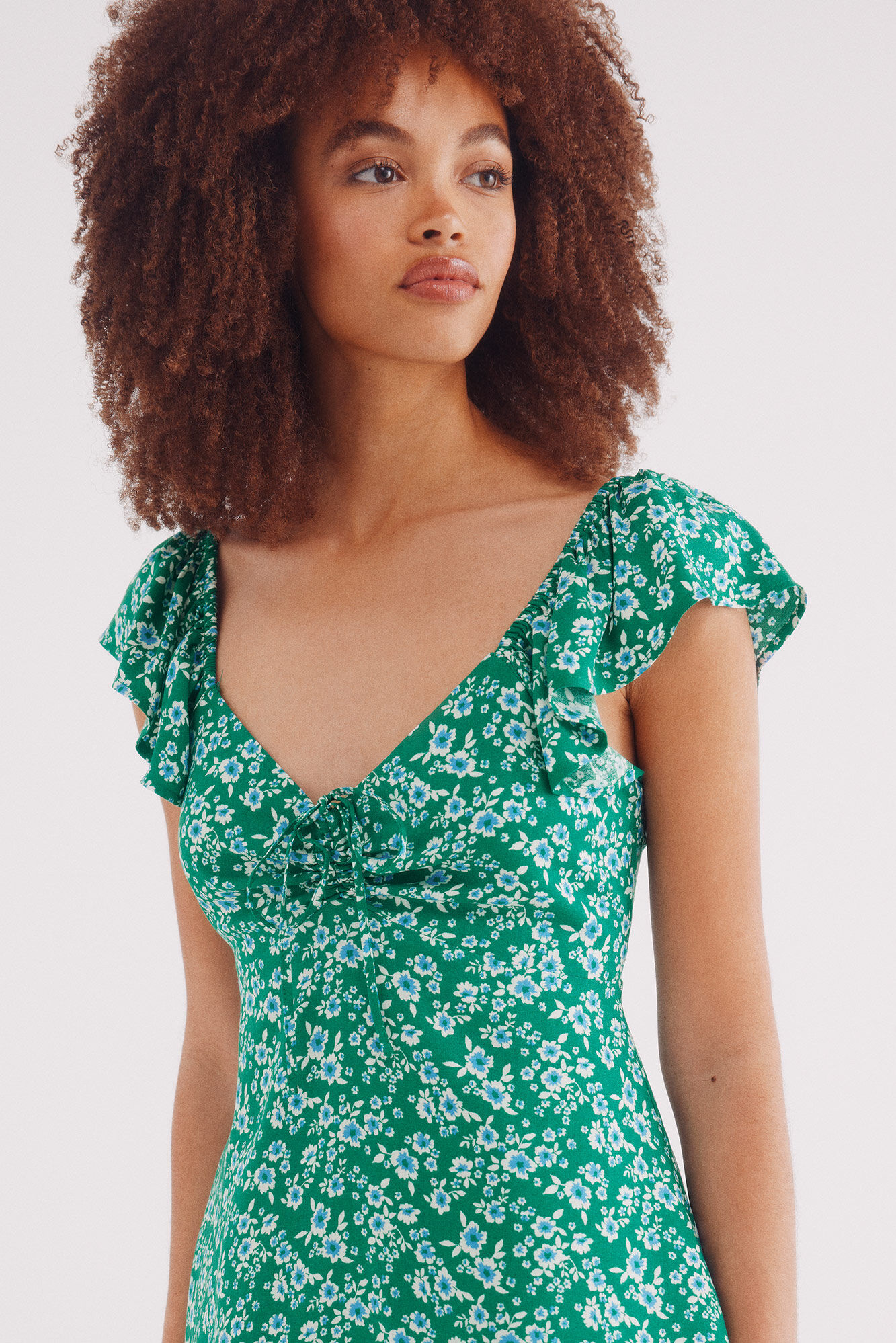 Springfield Vestido corto tirantes volantes estampado