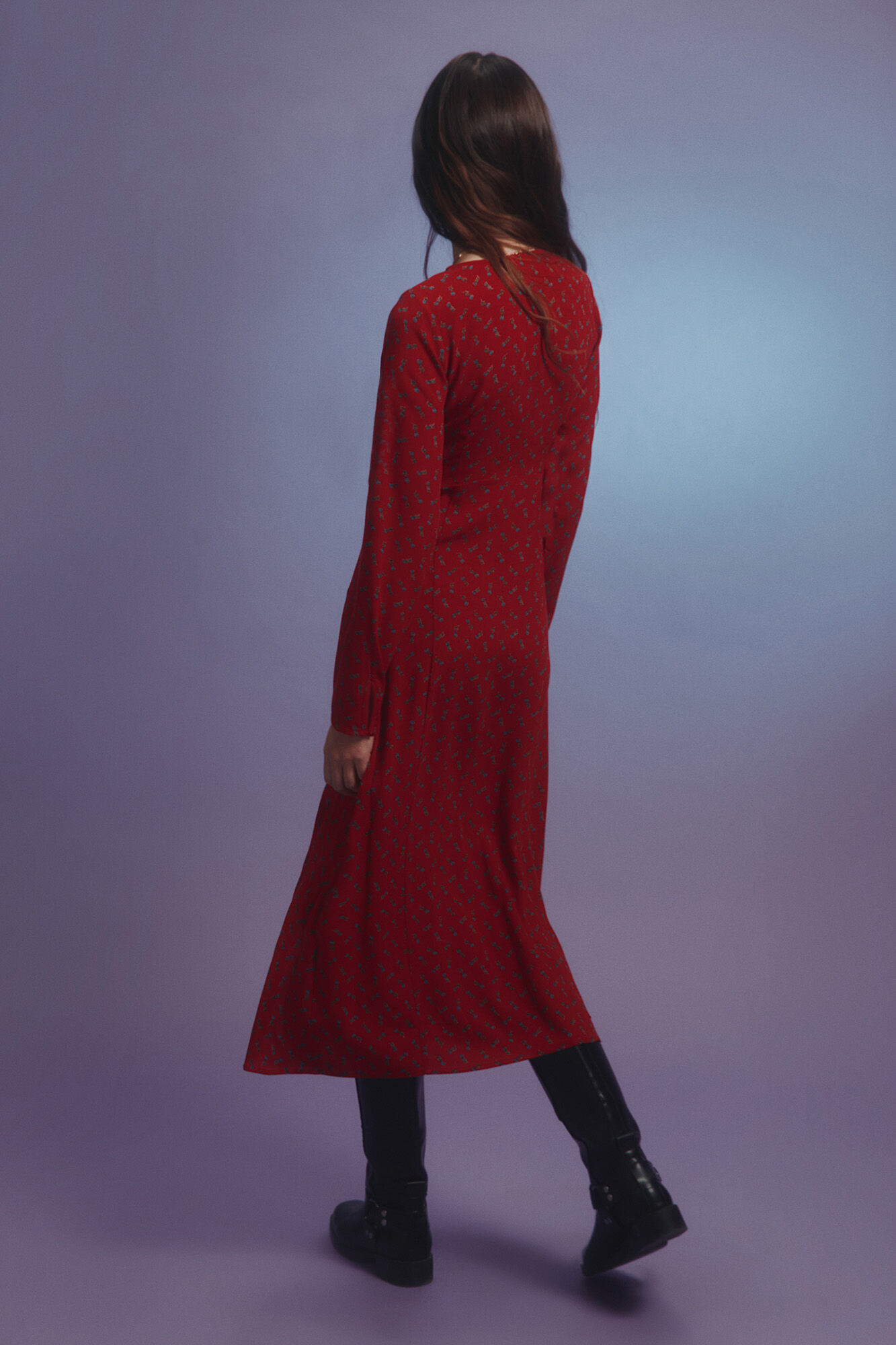 Springfield Vestido midi escote nudo estampado
