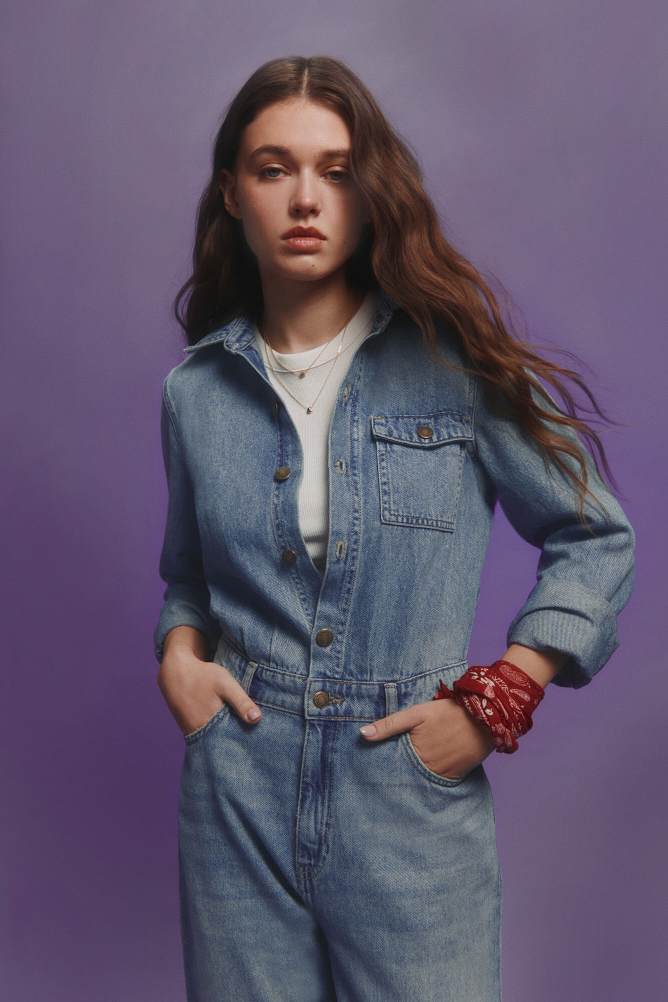Springfield Jumpsuit denim largo azul