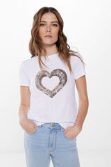 Springfield Playera dibujo lentejuelas natural