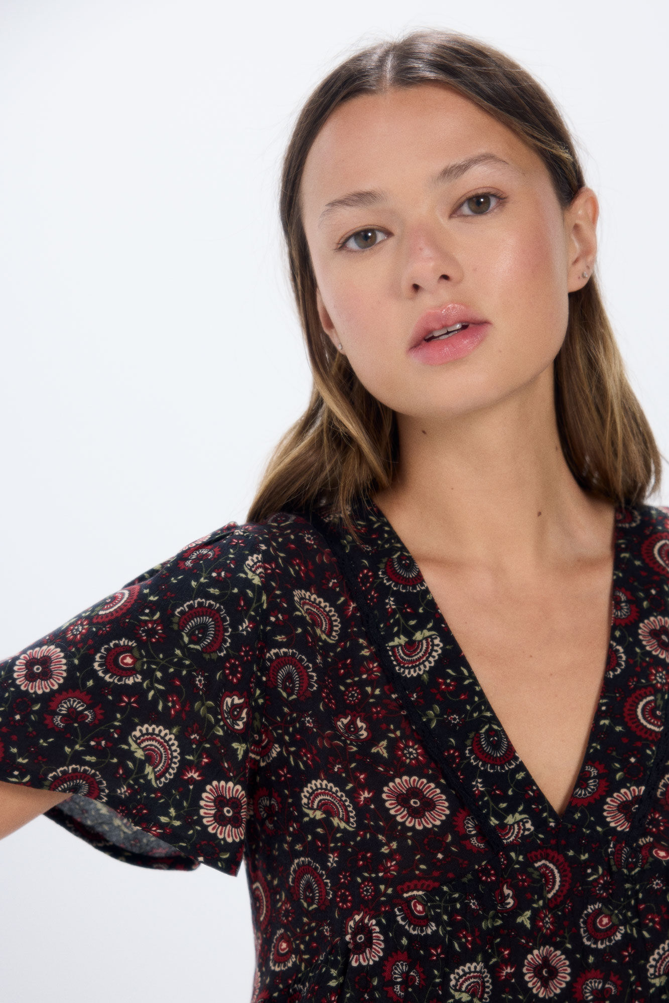 Springfield Blusa fluida escote lace