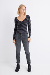 Springfield Playera escote pico frunce gris