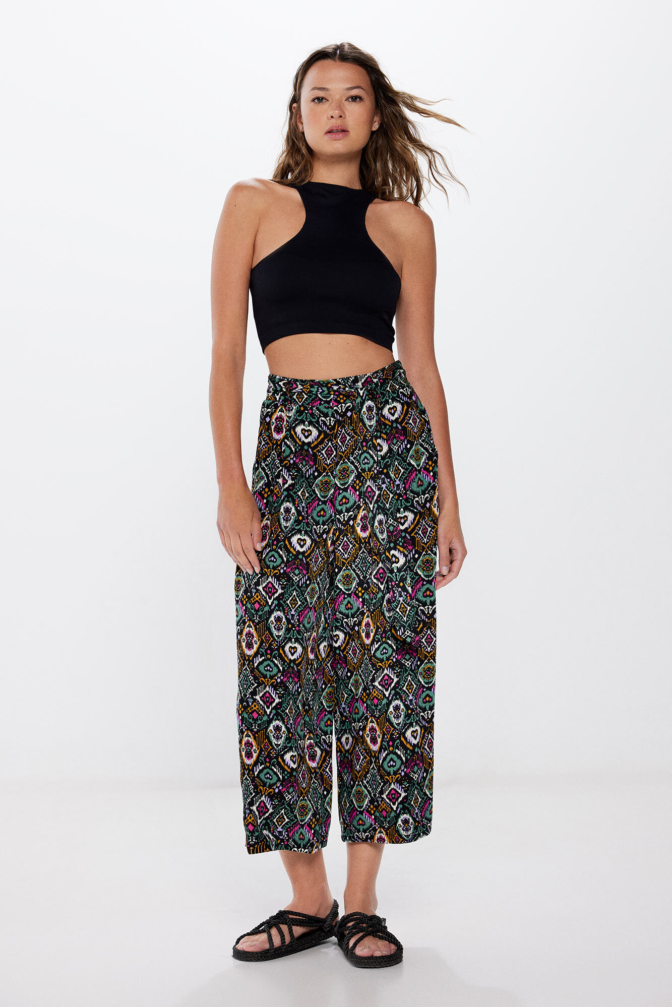 Springfield Pantalones culotte fluidos estampados