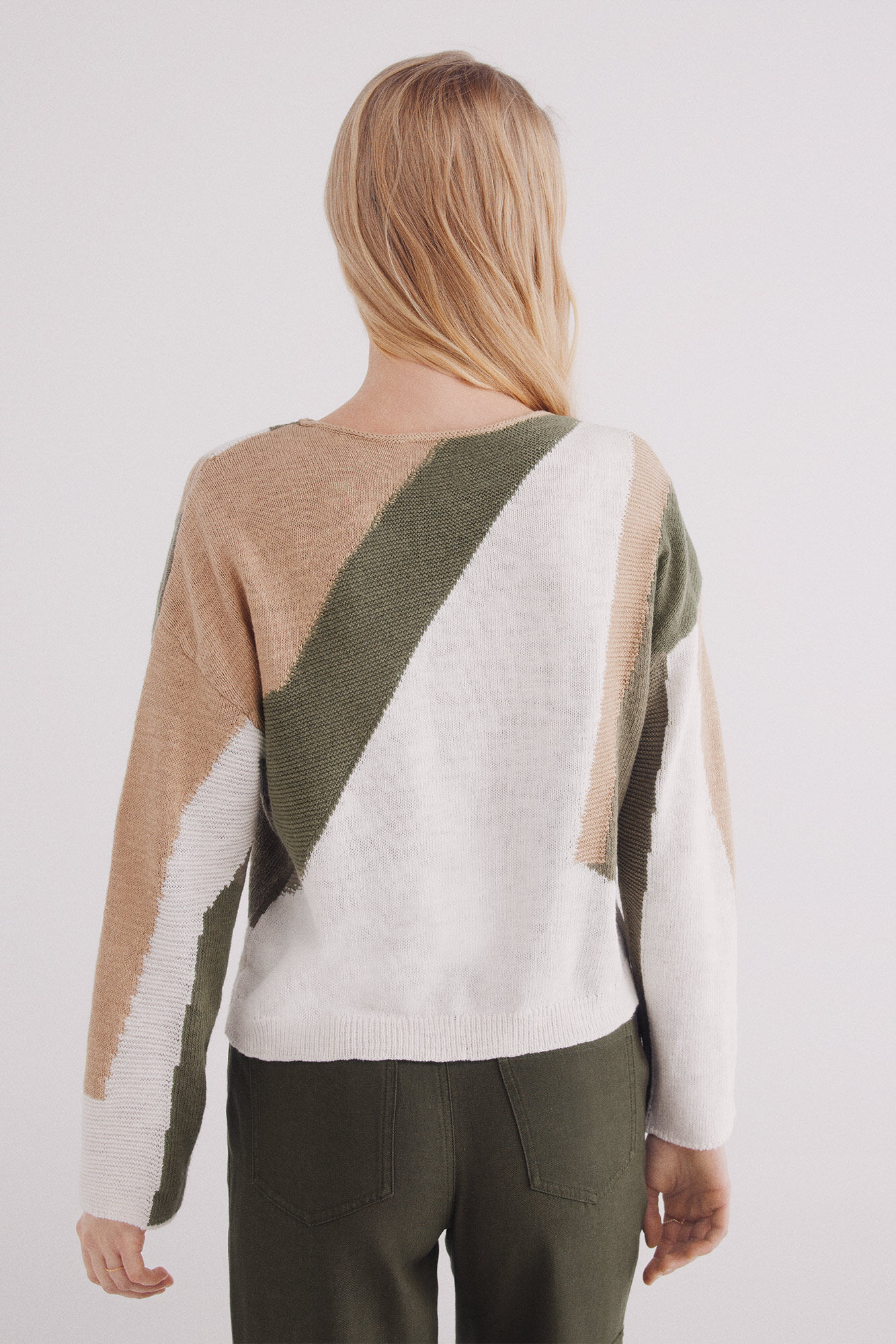 Springfield Su&eacute;ter color block beige