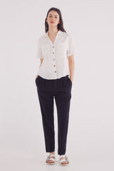 Springfield Pantal&oacute;n pinzas cintur&oacute;n lino negro