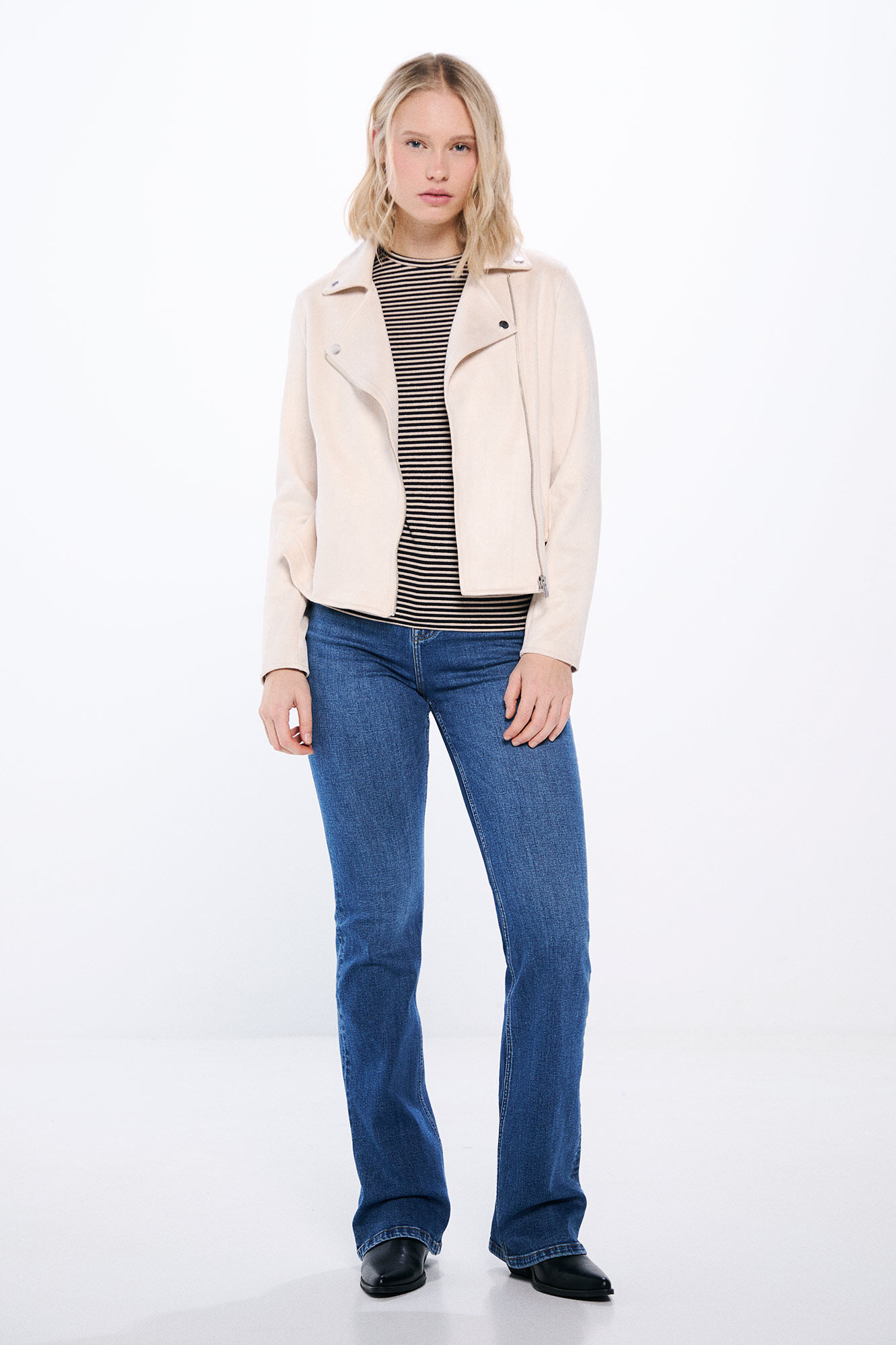 Springfield Chamarra motera antelina beige