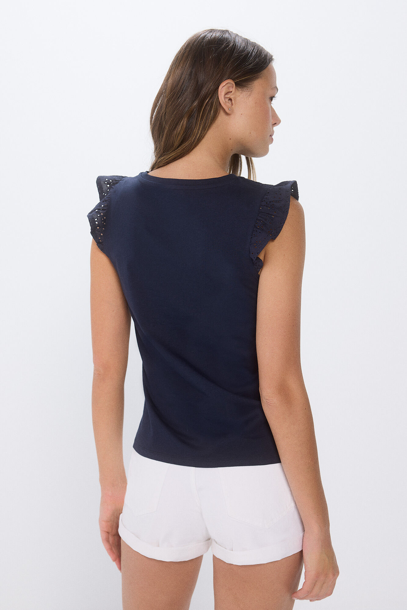 Springfield Playera combinada bordado suizo azul