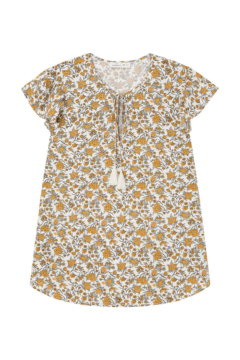 Springfield Blusa fluida estampada azul indigo