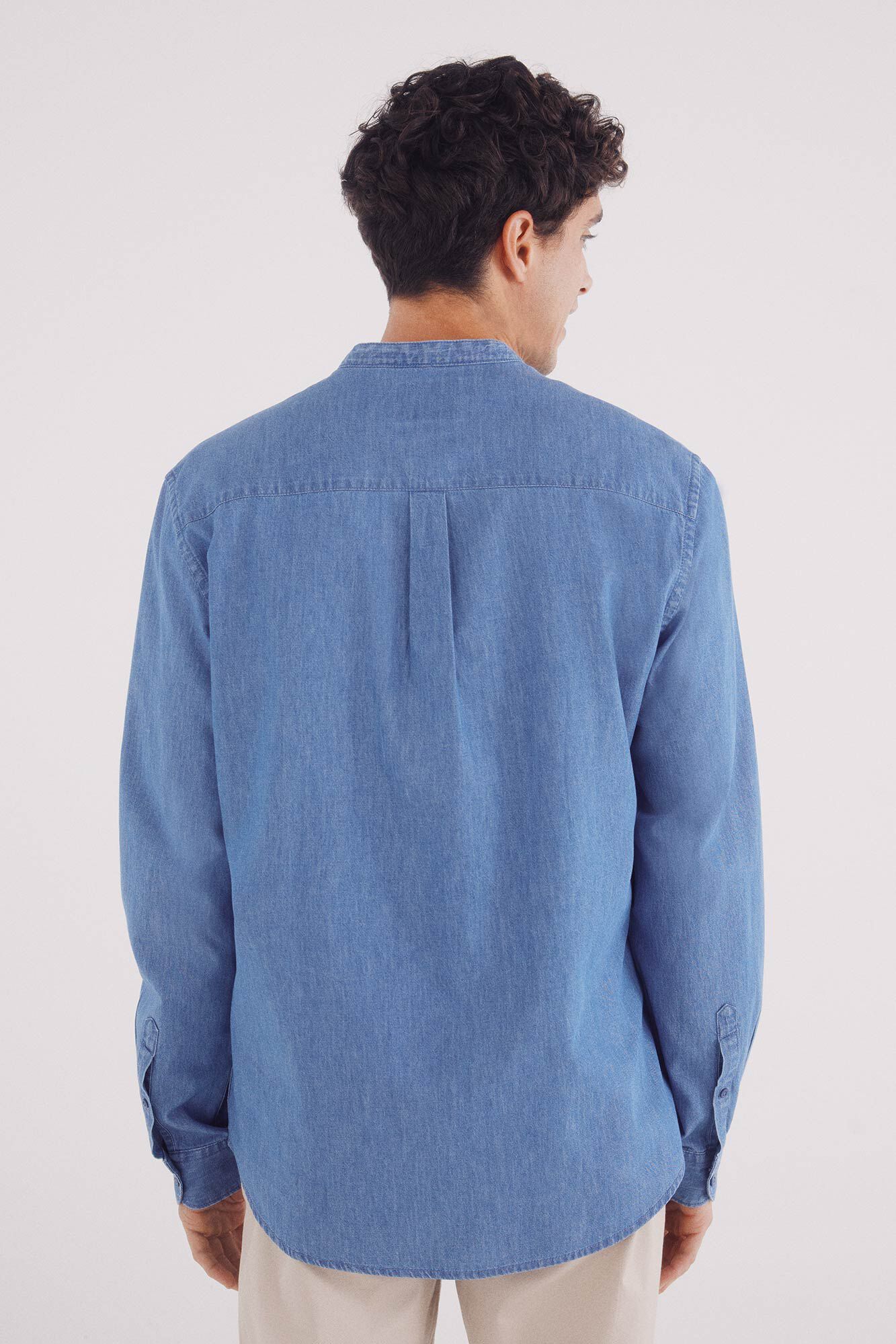 Springfield Camisa denim mao azul indigo