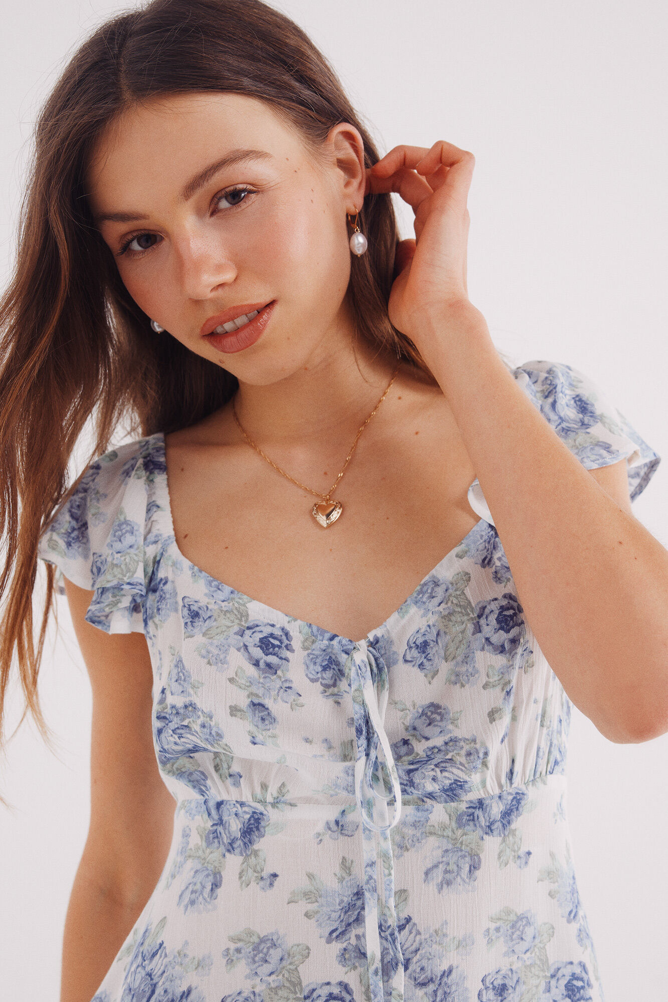 Springfield Vestido corto flores azules