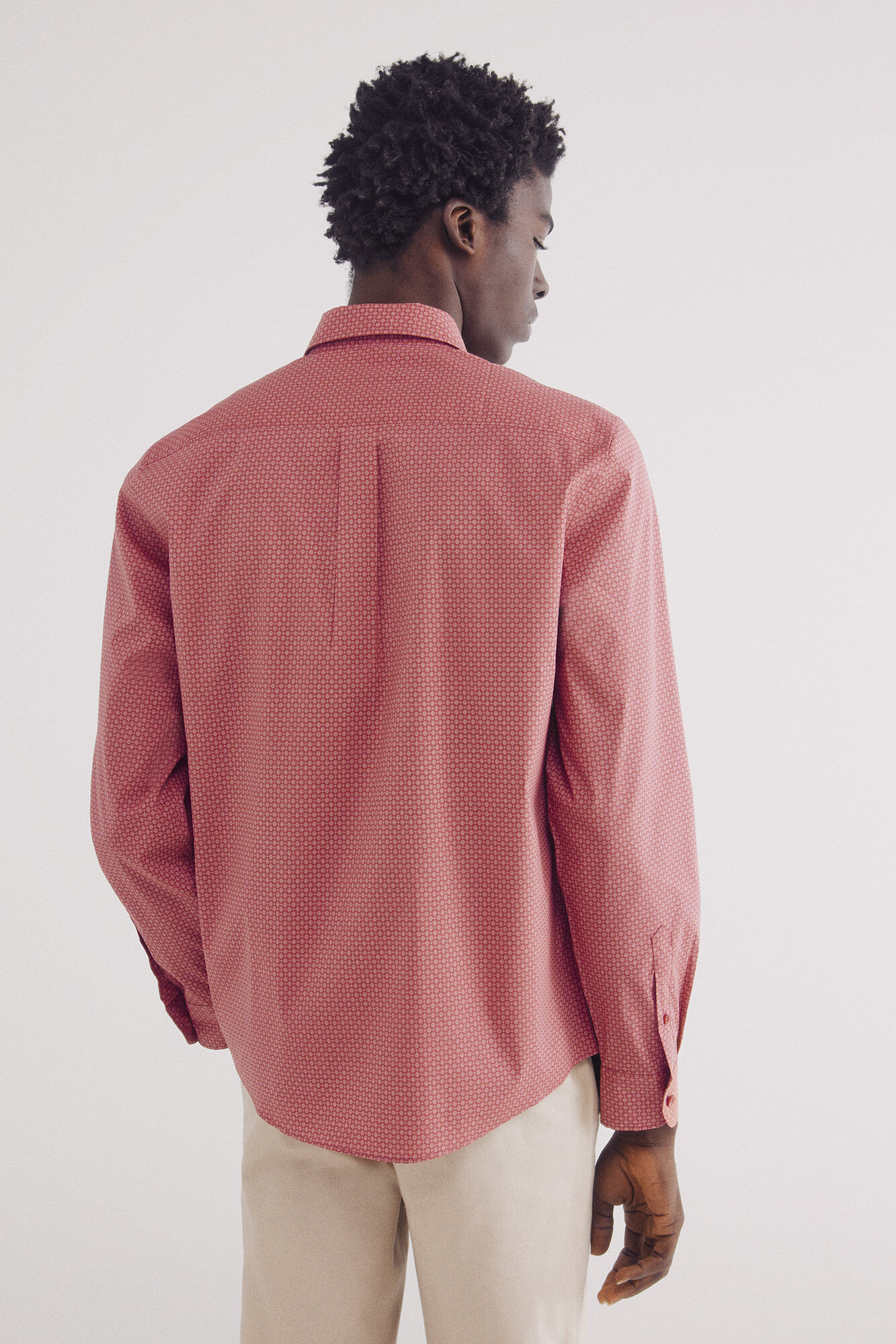 Springfield Camisa popel&iacute;n micro print easy care rosa