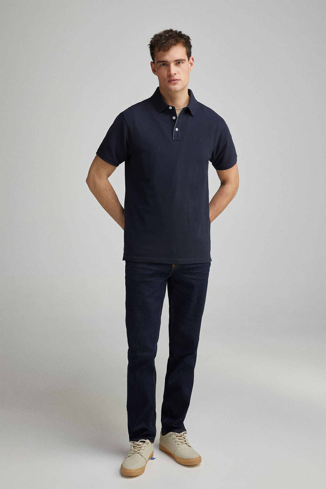Springfield Polo piqu&eacute; contraste tapeta slim fit marino