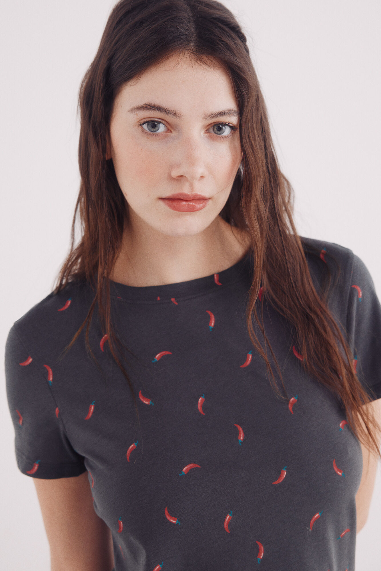 Springfield Playera estampado frutas gris