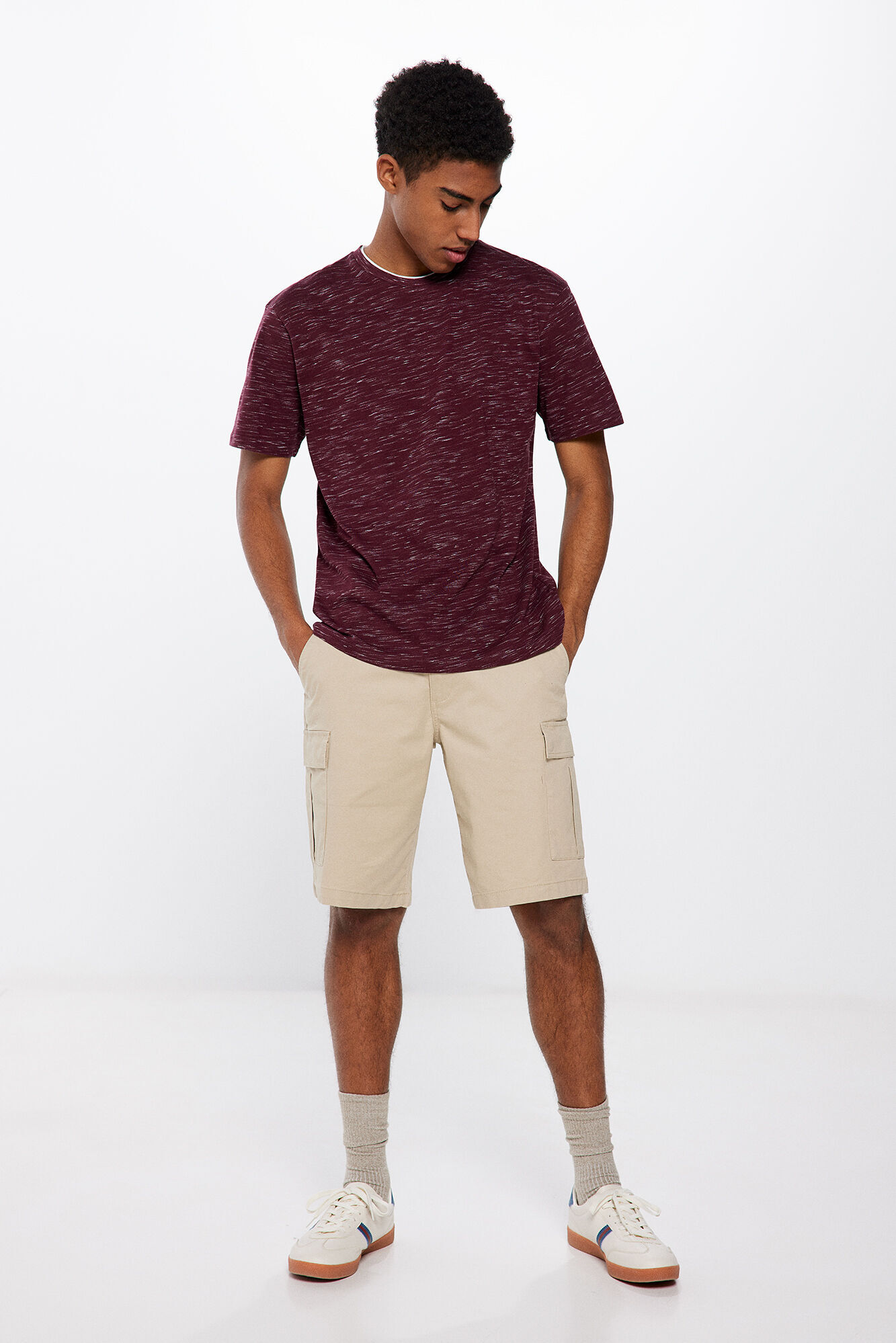 Springfield Playera doble textura p&uacute;rpura