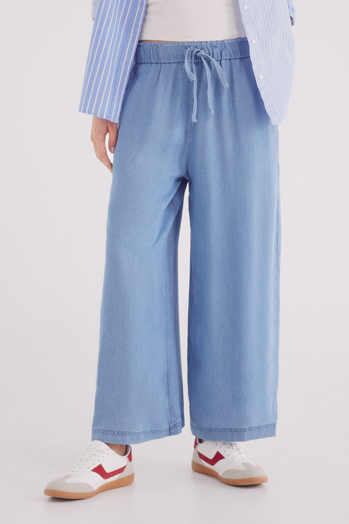 Springfield Pantal&oacute;n culotte tencel azul