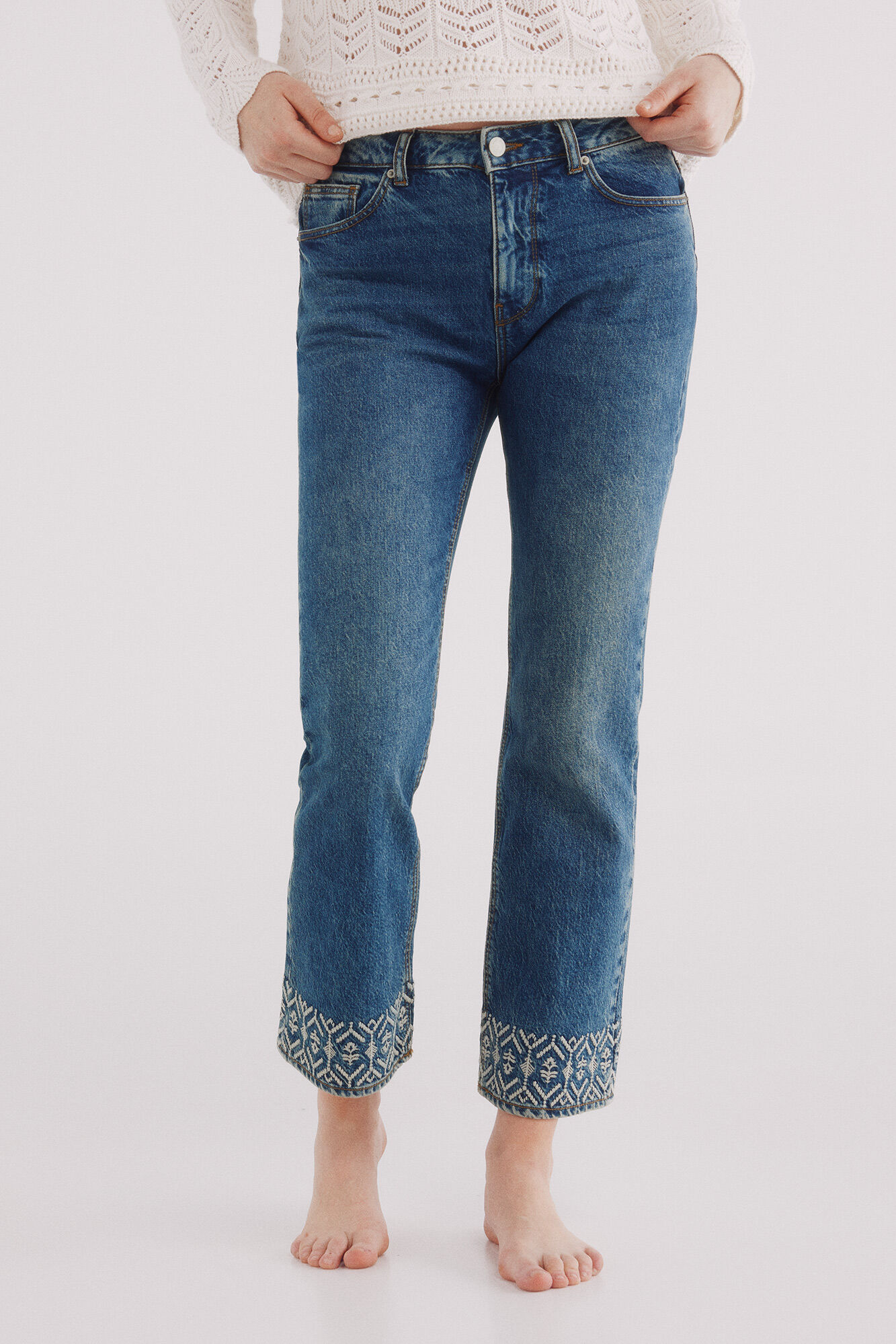 Springfield Jeans dobladillo bordados azul