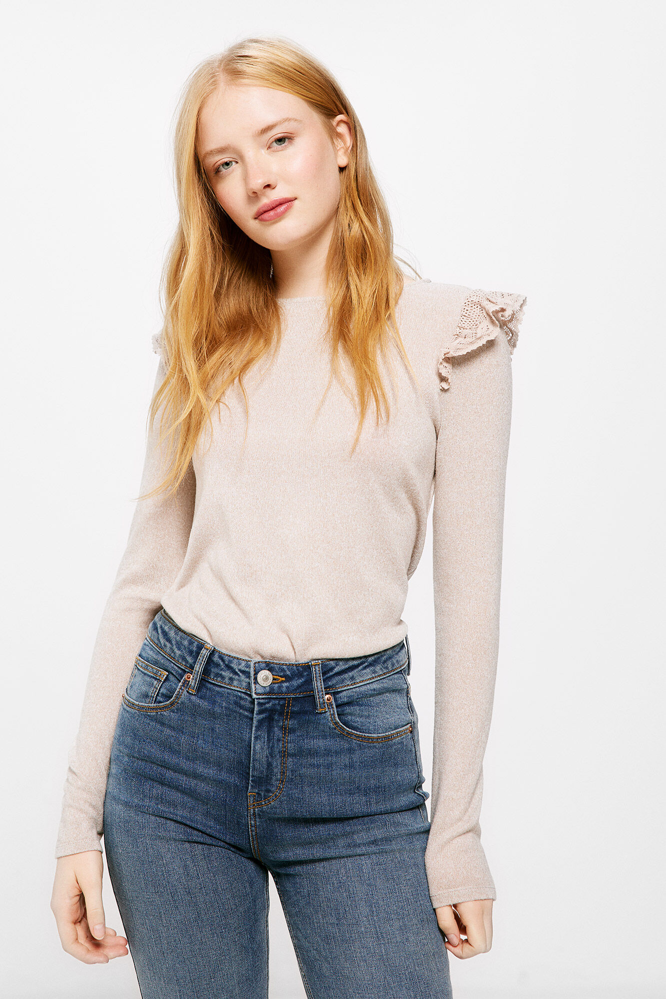 Springfield Playera tejido cortado hombros volante