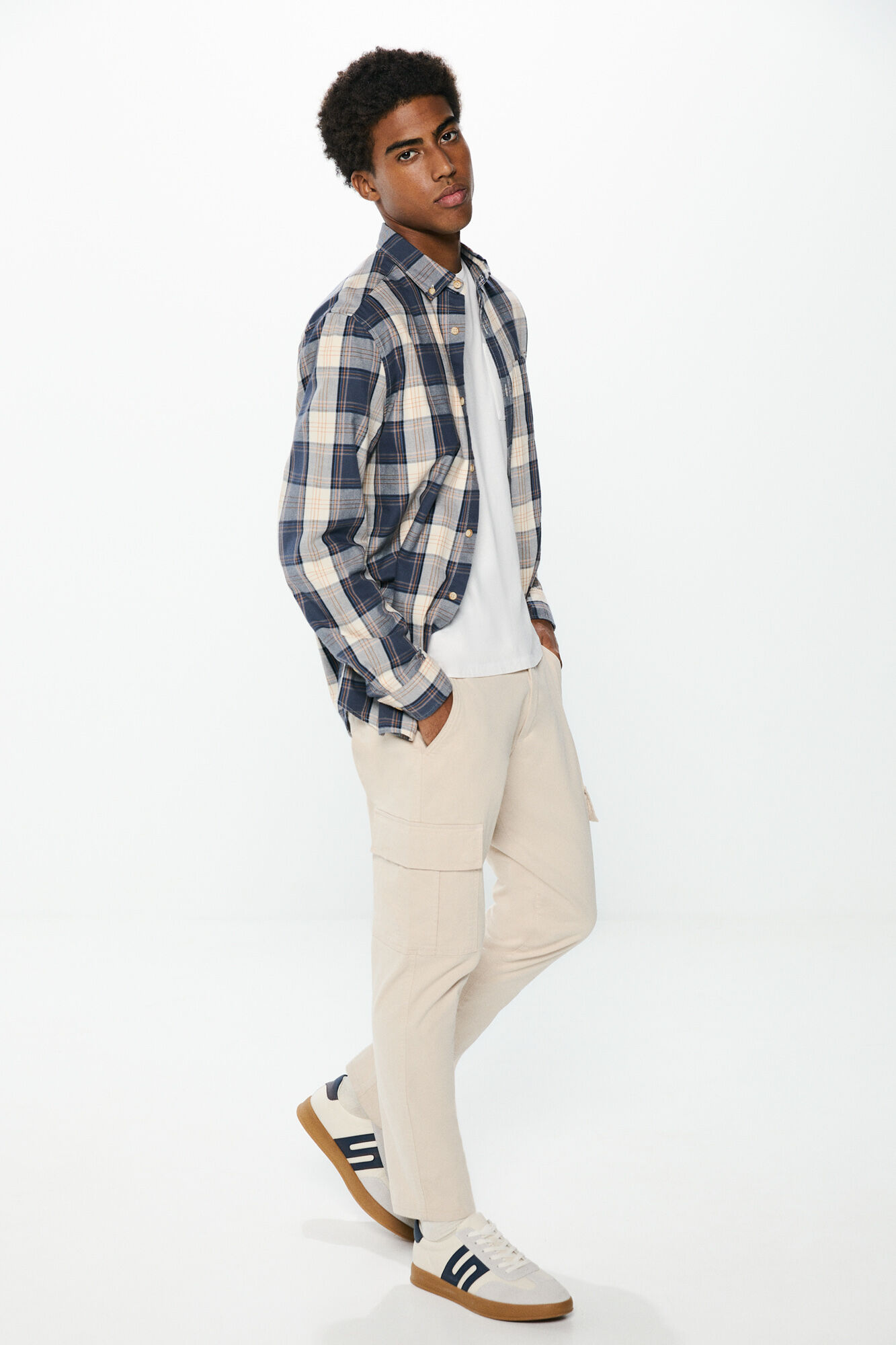 Springfield Camisa franela cuadros blanco
