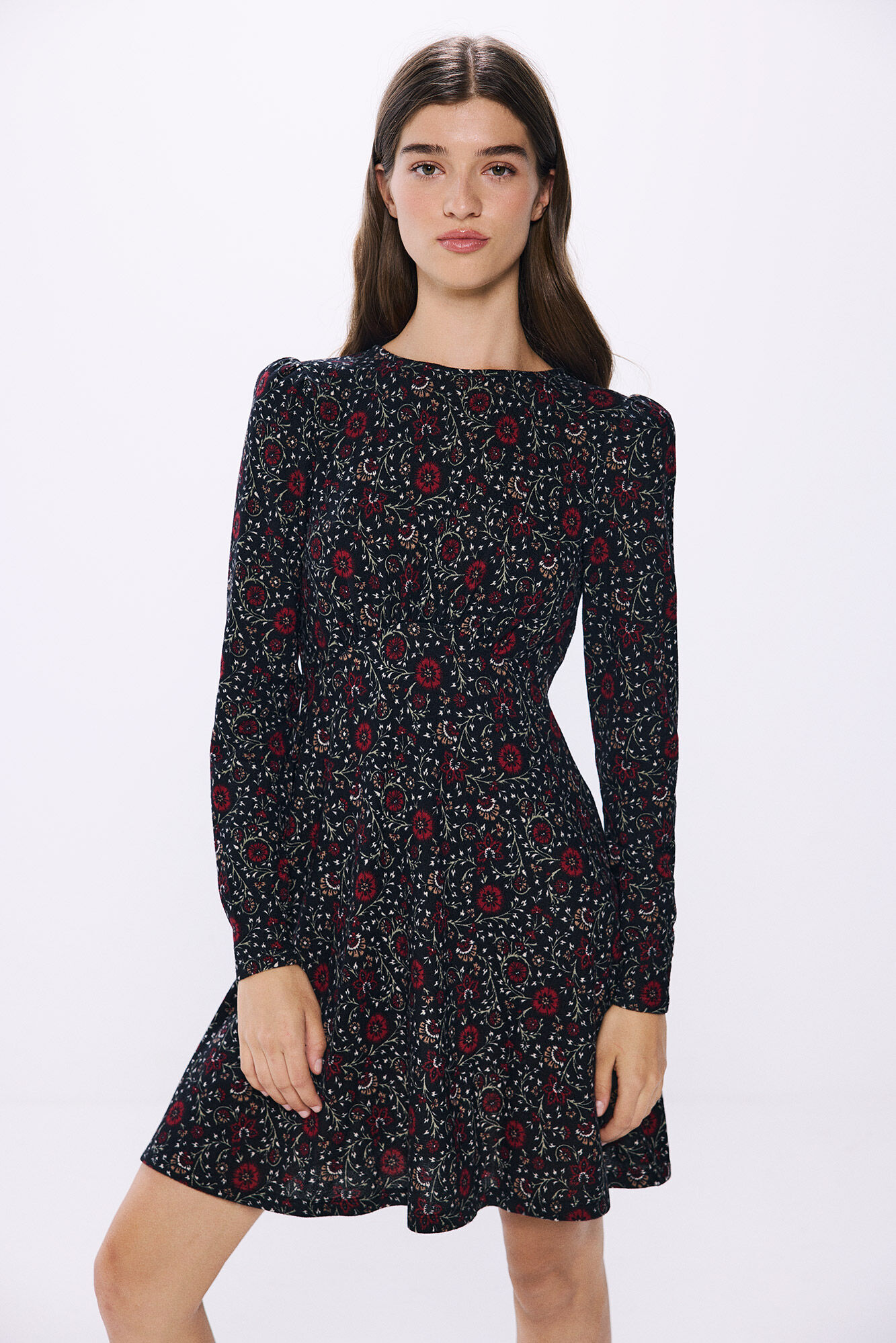 Springfield Vestido corto hombros frunces