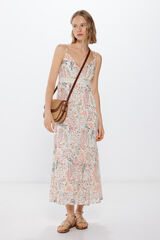 Springfield Vestido midi estampado paisley beige