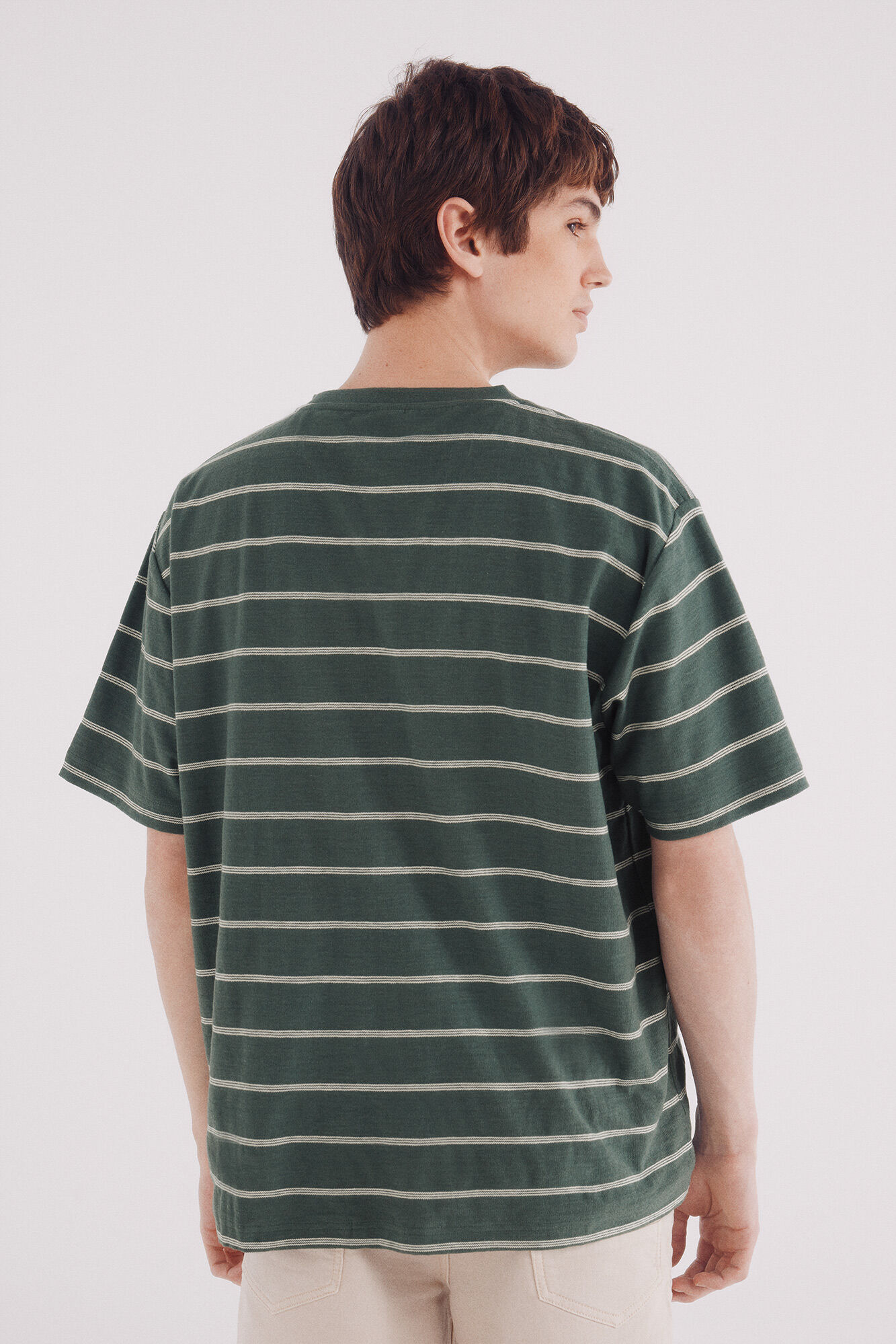 Springfield Playera algod&oacute;n slub rayas verde