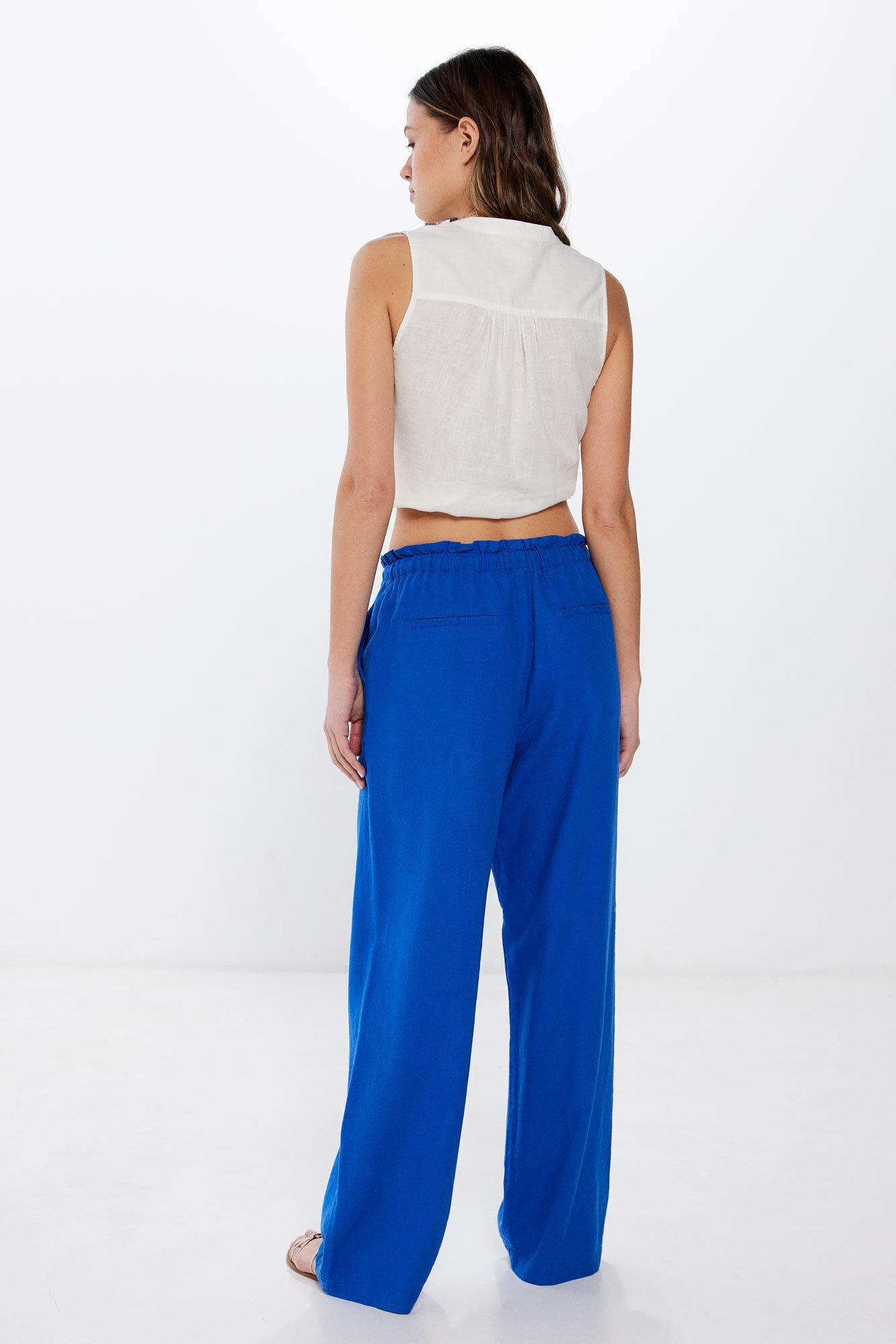 Springfield Pantal&oacute;n jogger lino viscosa azul